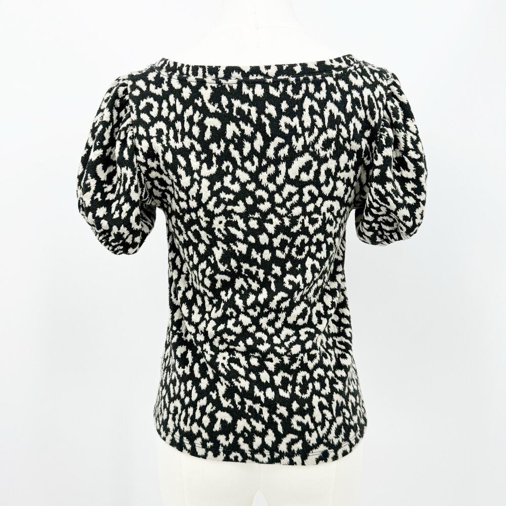 Free People No Type Top S Animal Print Square Neck Puff Short Sleeve Edgy Boho - Picture 4 of 8